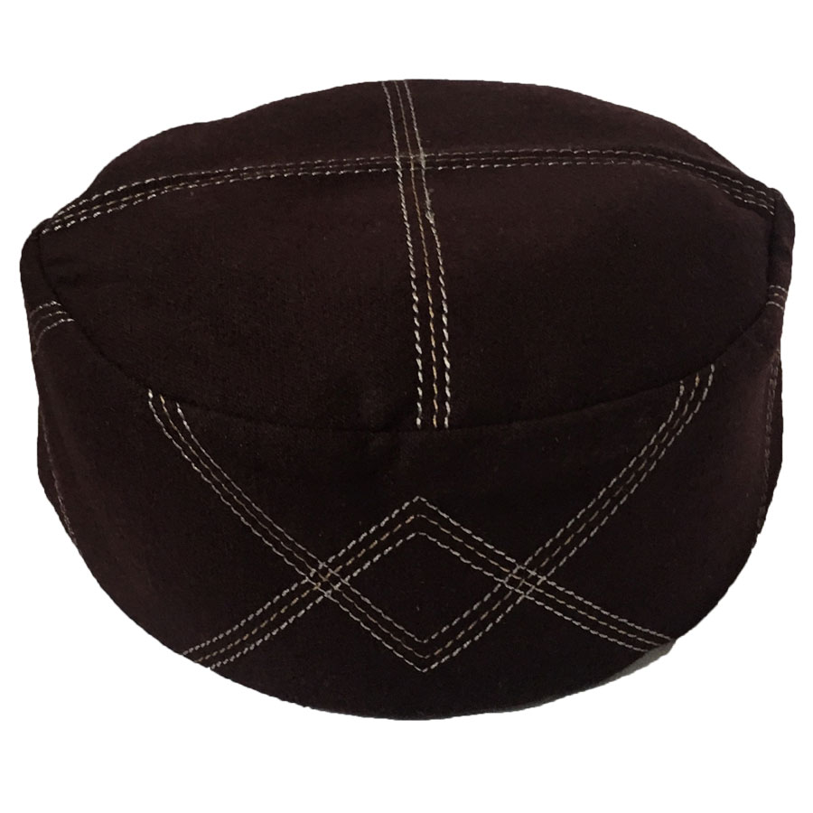 Warm Fleece Dark Brown [Cloth Contrasting] Prayer Cap / Kufi CHM-80